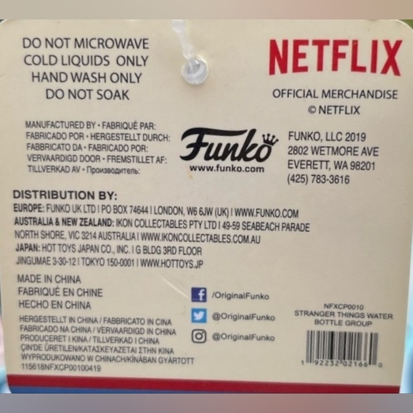 Stranger Things Netflix Funko 16oz Water Bottle With Straw Clear With Red Design - Picture 4 of 4